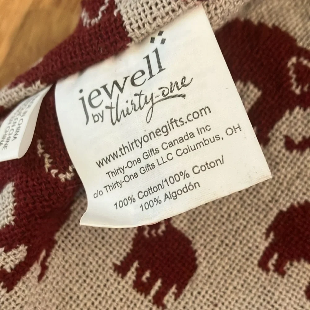Elephant Print Tote Bag/Jewell by ThirtyOne Burgandy w/Gray Elephants GUC
